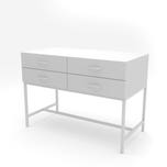 48" Wide Display Table Storage Cabinet with Drawers - Gloss White Finish